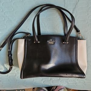Kate spade black & white leather handbag shoulder bag